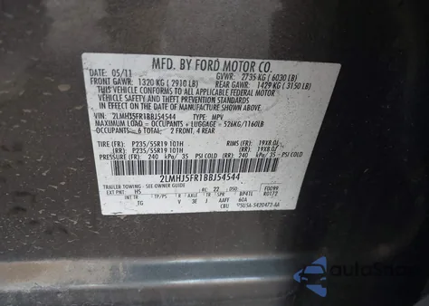 2011 Lincoln Mkt z USA, uszkodzony, nr VIN 2LMHJ5FR1BBJ54544